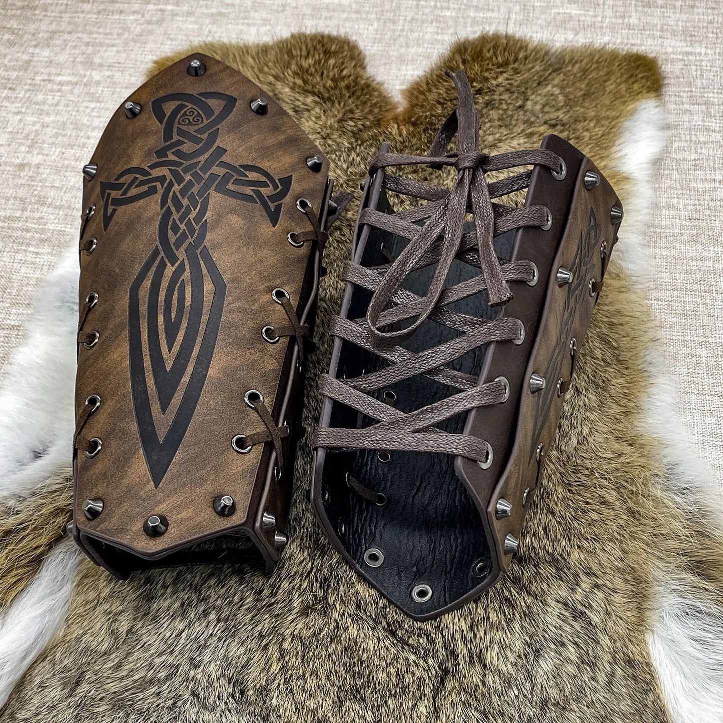 Leather Knight Arm Bracers