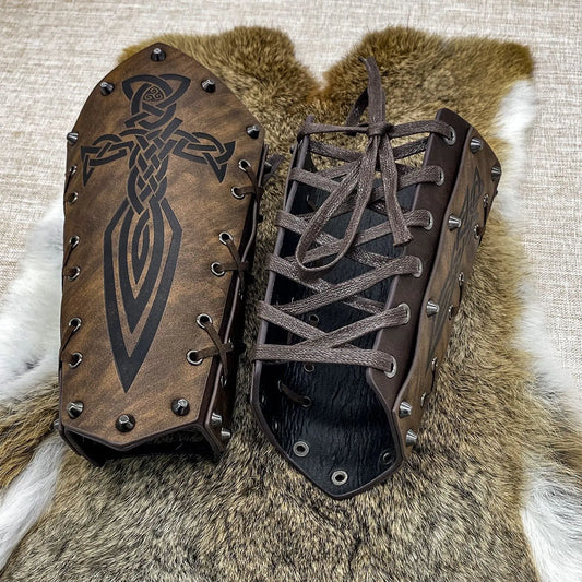 Leather Knight Arm Bracers
