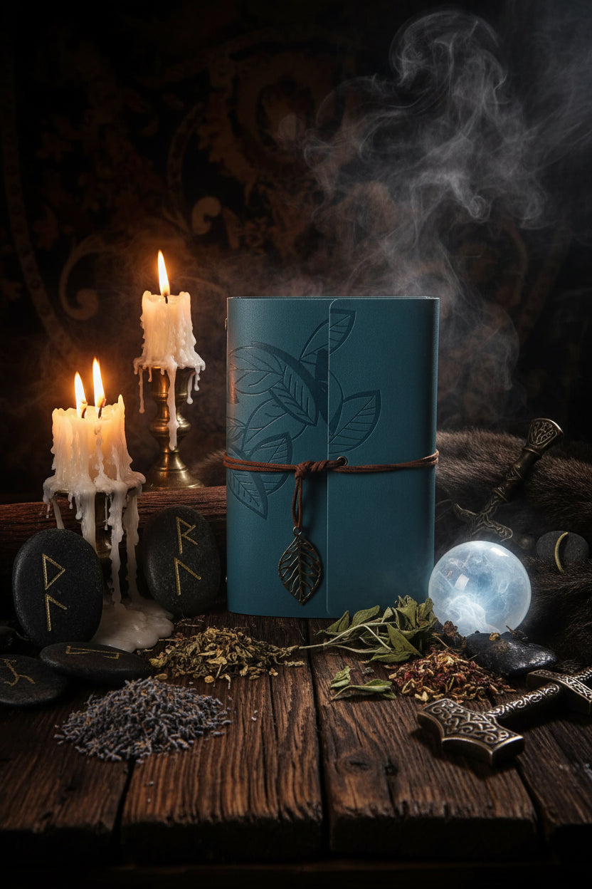 Custom Creative Travel Journal with Vintage Leaf Design Sorceress Sanctuary