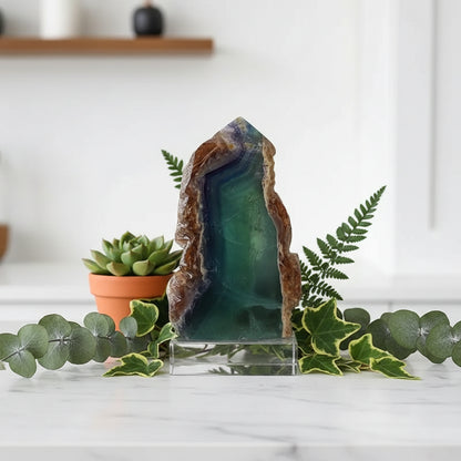 Geode with a multicolored interior on a white background