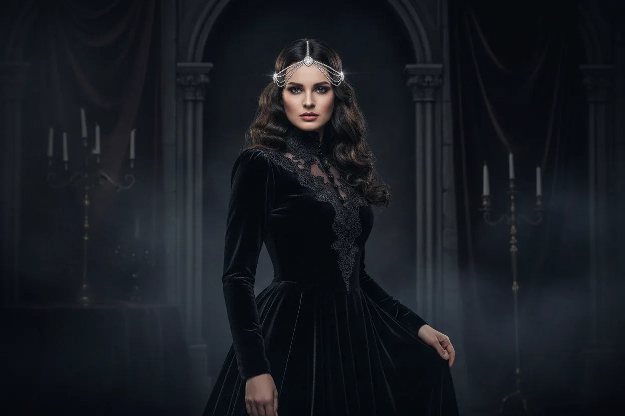 Gothic Headband with Rhinestones for Brides (Hair Accessory) Sorceress Sanctuary