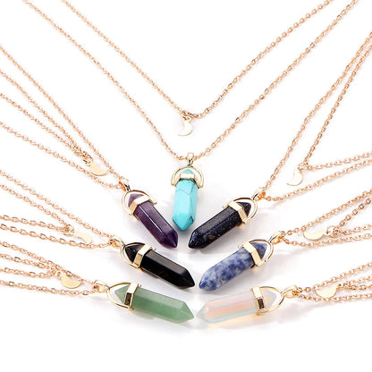 Natural Crystal Moon Necklace