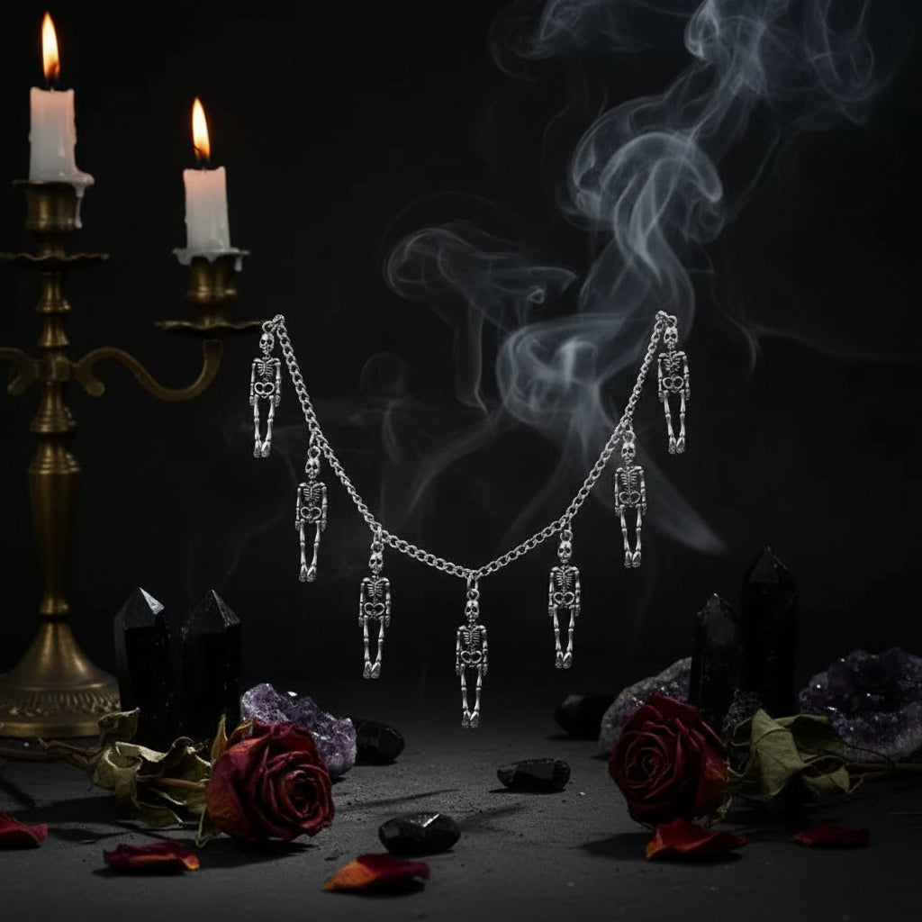 Gothic Skull Skeleton Pendant Necklace - 7 Pieces Sorceress Sanctuary